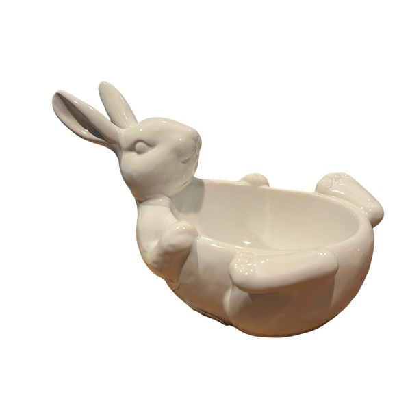 Pottery Barn White Ceramic Bunny, Easter, Spring, Rabbit, Candy Dish, - Picture 3 of 6